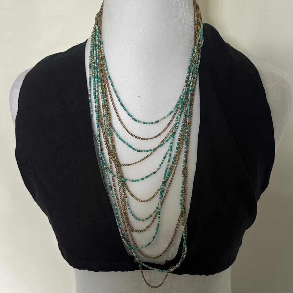 Multi-Layered Beaded Turquoise Necklace